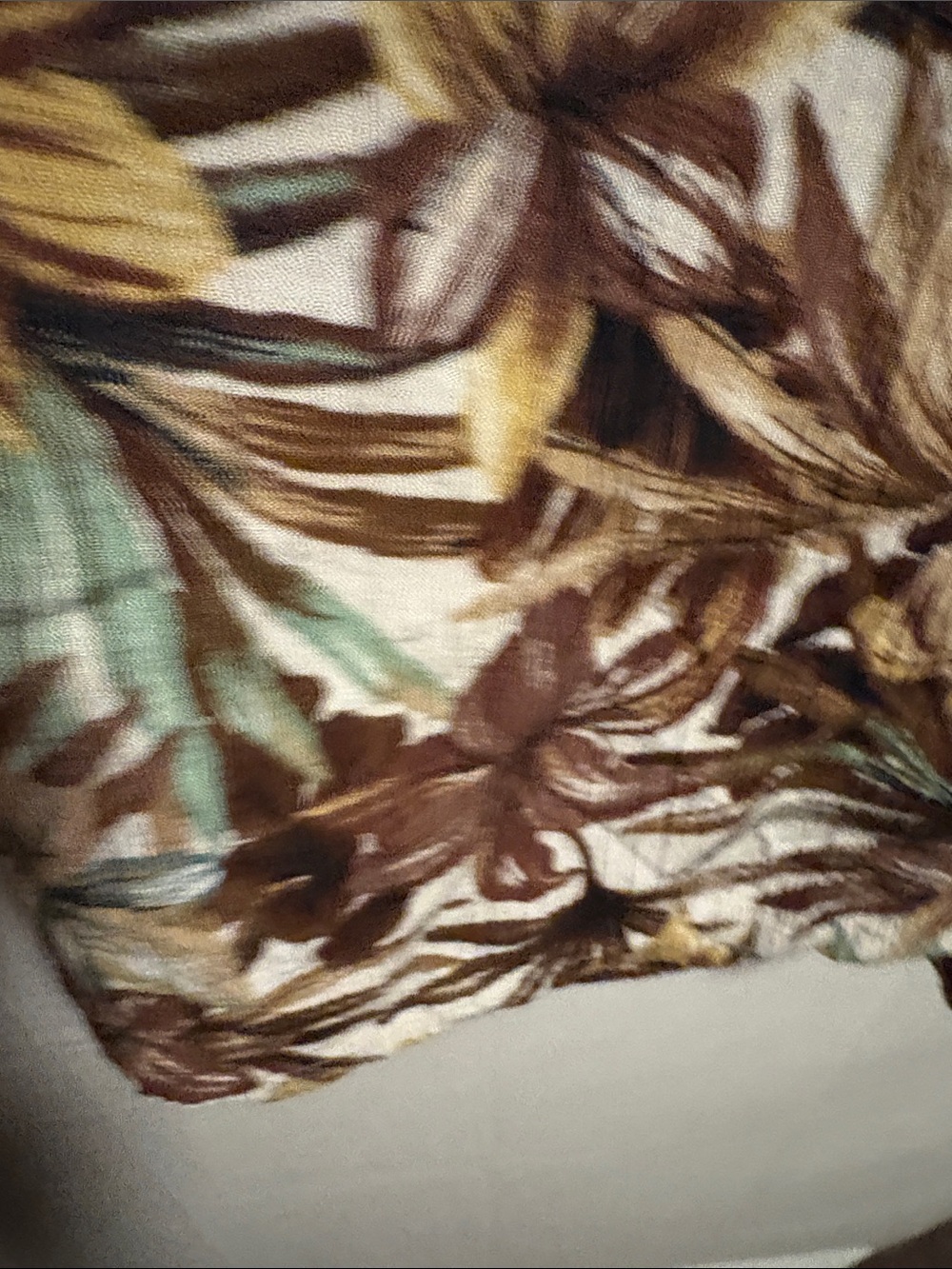 Jaclyn Smith Brown Cream Floral Midi Skirt with Teal Accents - Picture 3 of 7